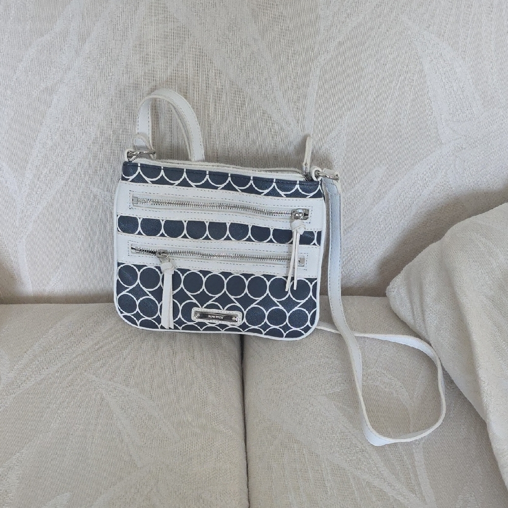 Nine West Navy and White Patterned Crossbody Bag